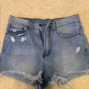 High waisted denim shorts
